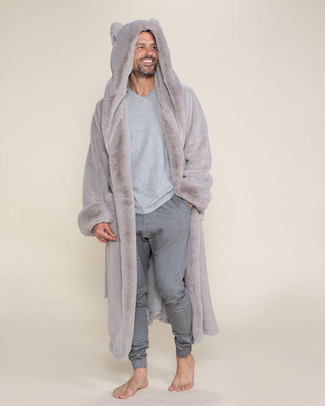 Classic Men's Luxury Grey Robe | Silver Fox