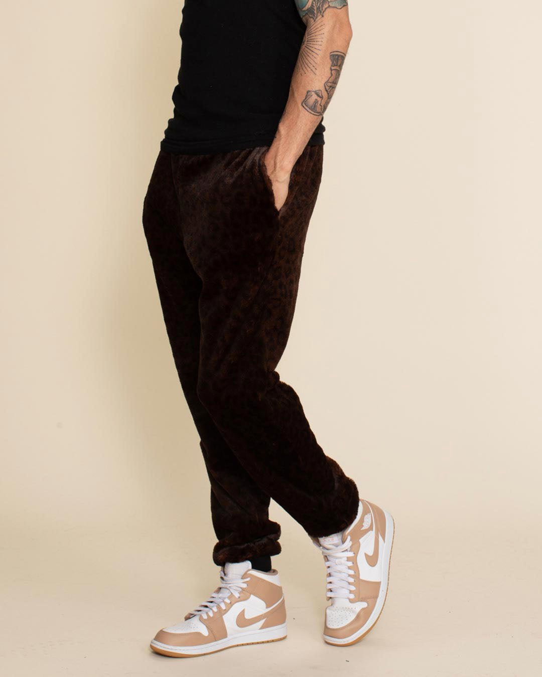 Mahogany Jaguar ULTRA SOFT Faux Fur Sweatpants | Men's