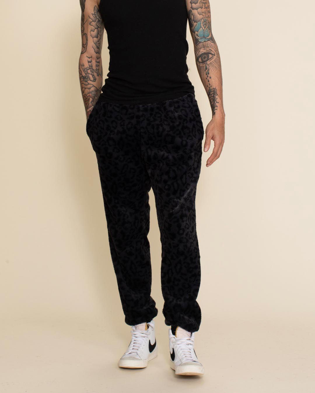 Men's Designer Sweatpants | Slate Black Leopard