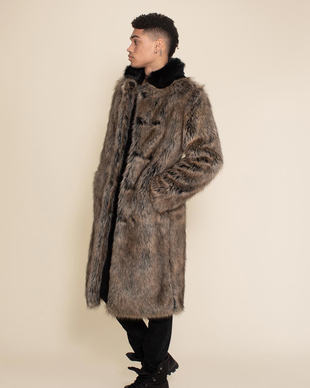 Men's Long Faux Fur Coat | Dire Wolf