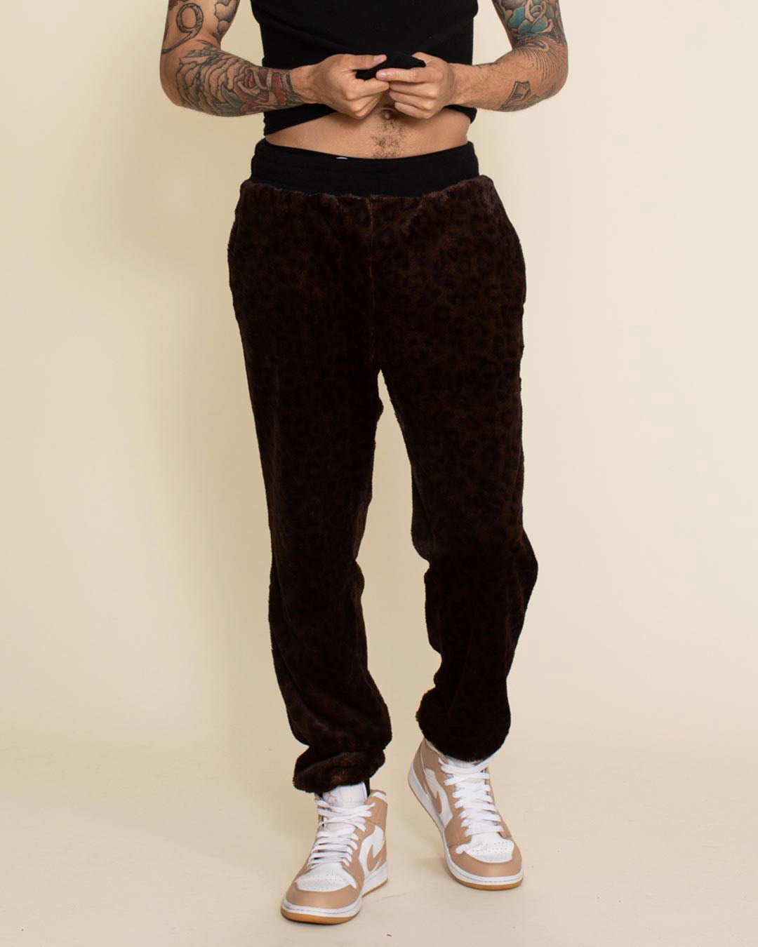 Mahogany Jaguar ULTRA SOFT Faux Fur Sweatpants | Men's