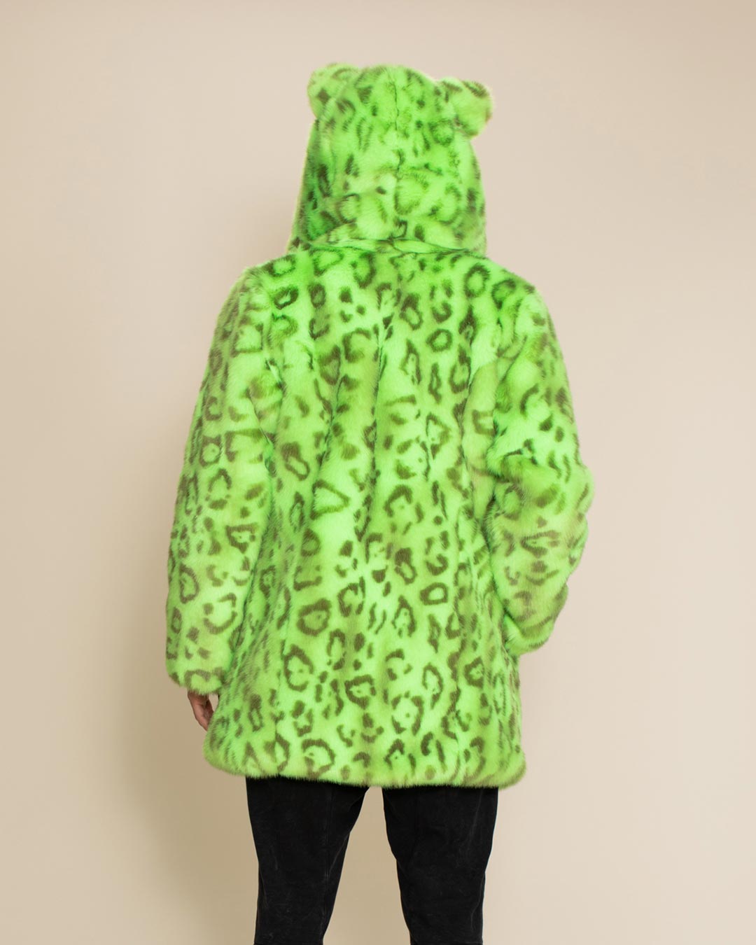 Classic Men's Faux Fur Coat | Neon Green Leopard