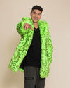 Classic Men's Faux Fur Coat | Neon Green Leopard