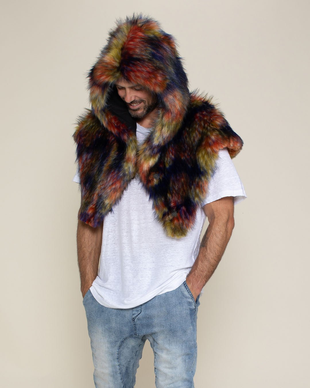 Parrot Collector Edition Hooded Faux Fur Shawl | Men's