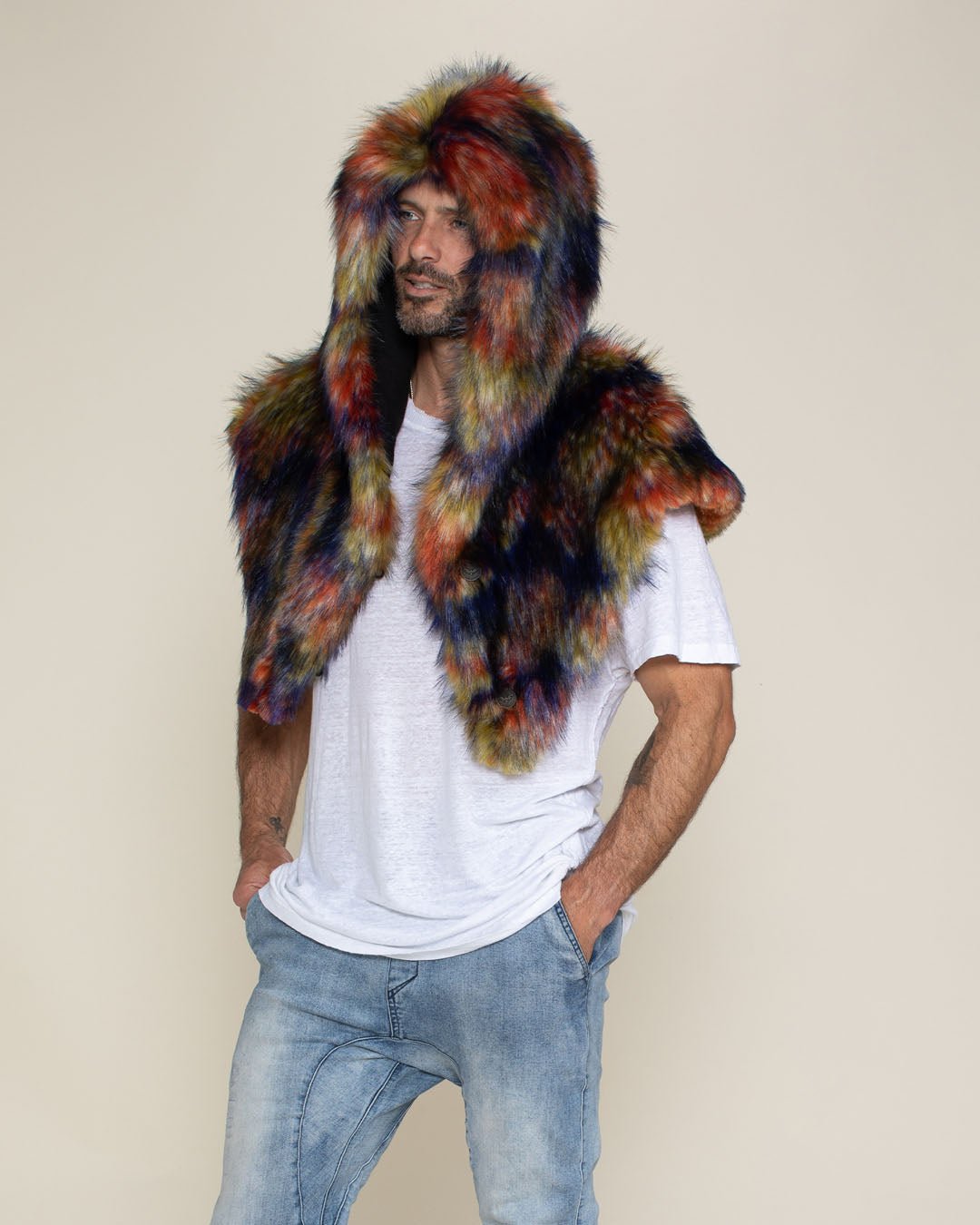 Parrot Collector Edition Hooded Faux Fur Shawl | Men's