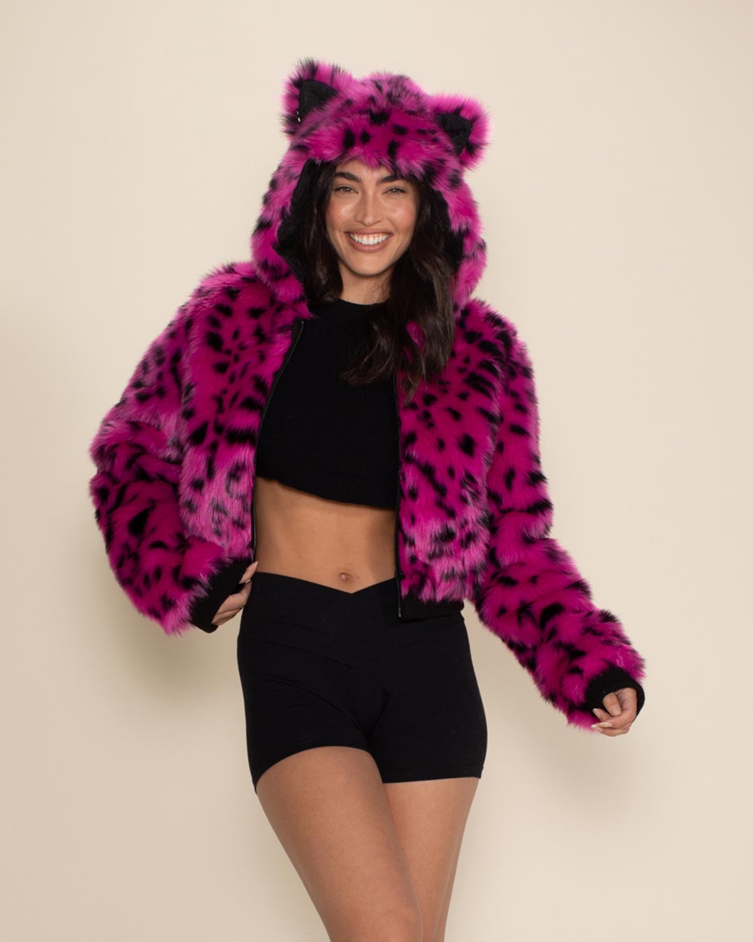 Pink Cheetah Classic Collector Edition Faux Fur Cropped Jacket | Women's