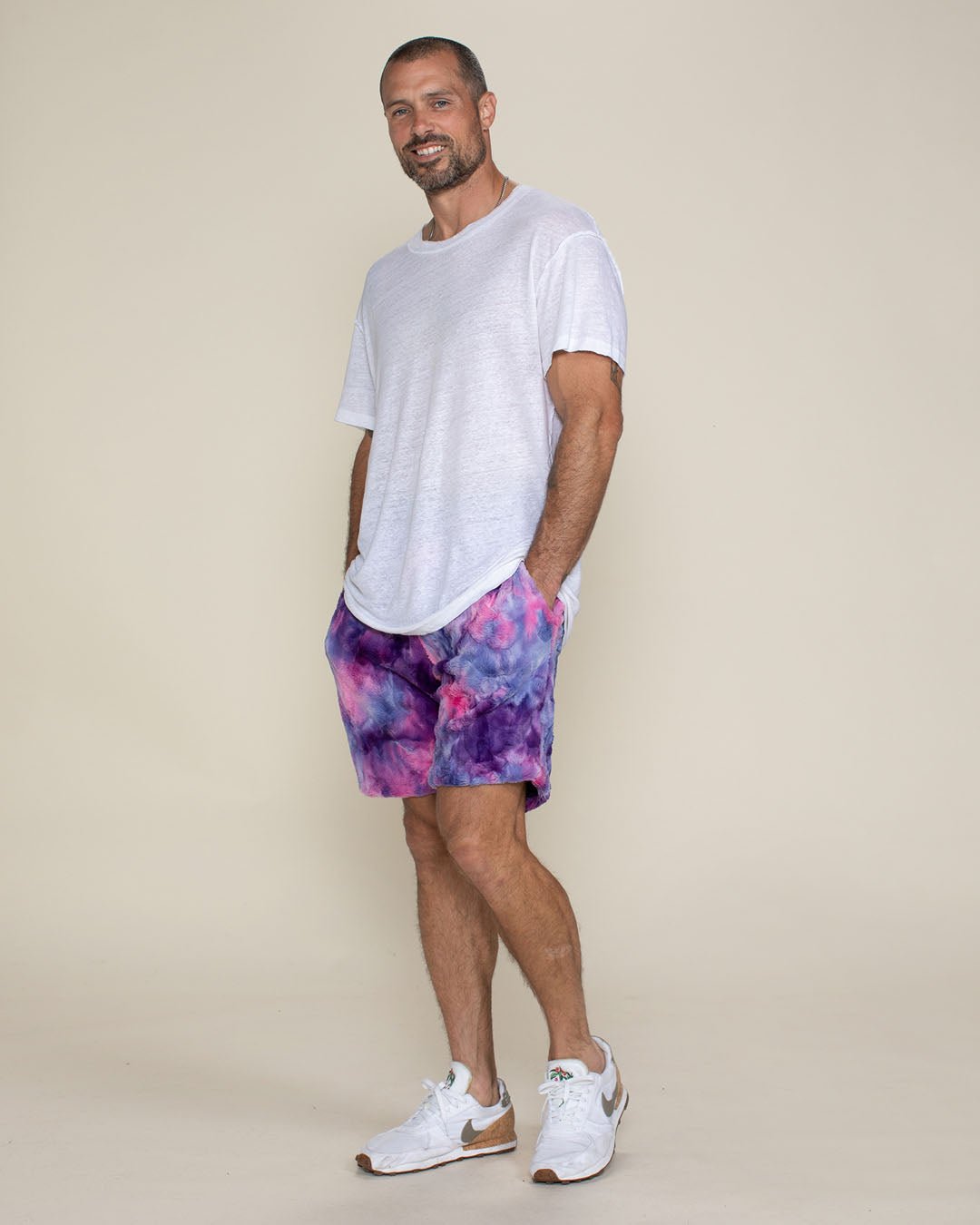 Cotton Candy Cat Ultra Soft Faux Fur Sweat Shorts | Men&#39;s