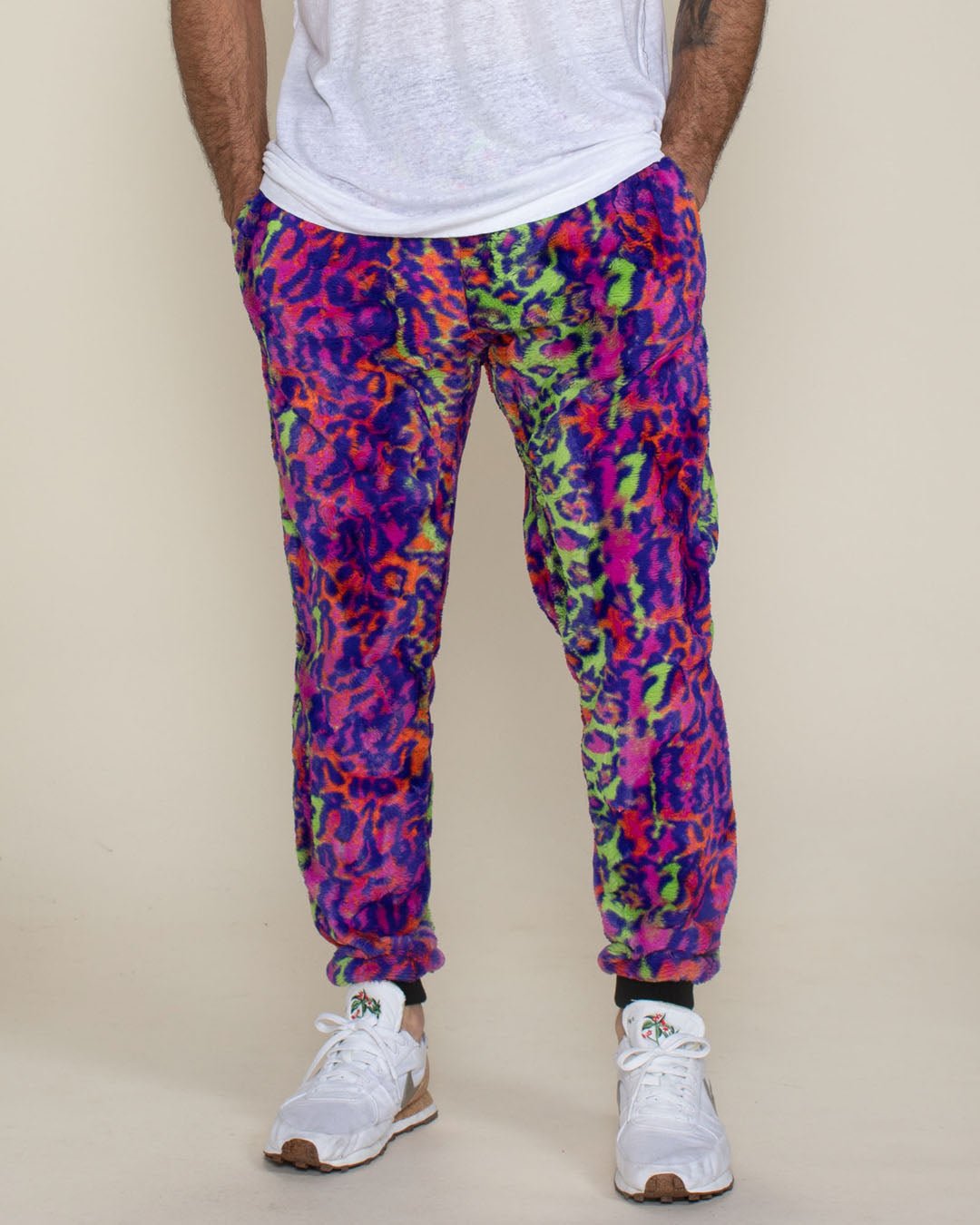 Men's Designer Sweatpants | Neon Disco Cat