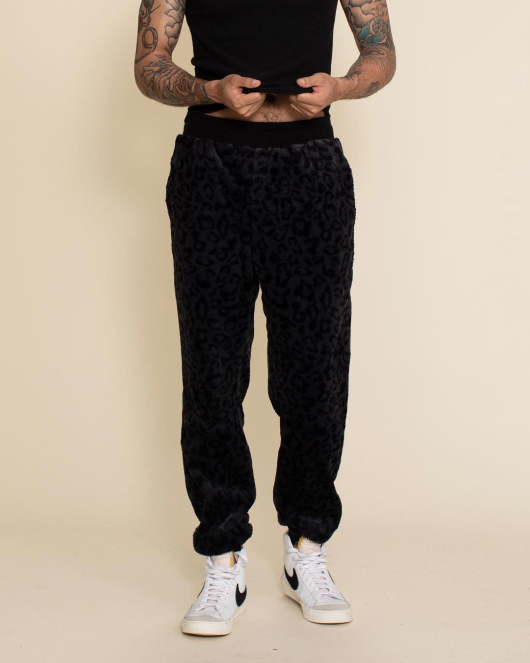 Men's Designer Sweatpants | Slate Black Leopard