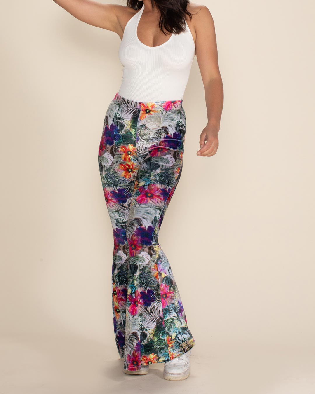 Women's Velvet Flare Pant | Safari Garden