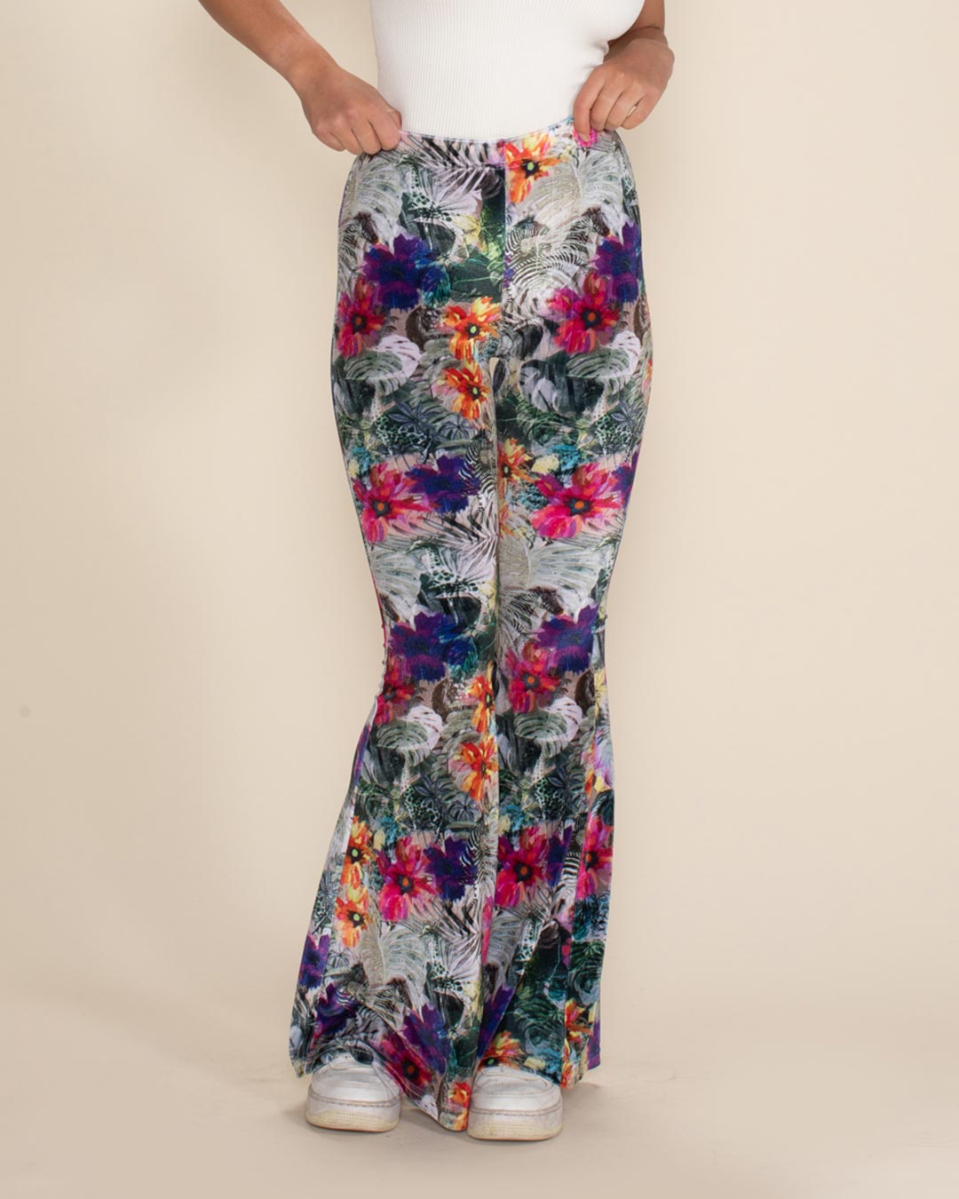 Women's Velvet Flare Pant | Safari Garden