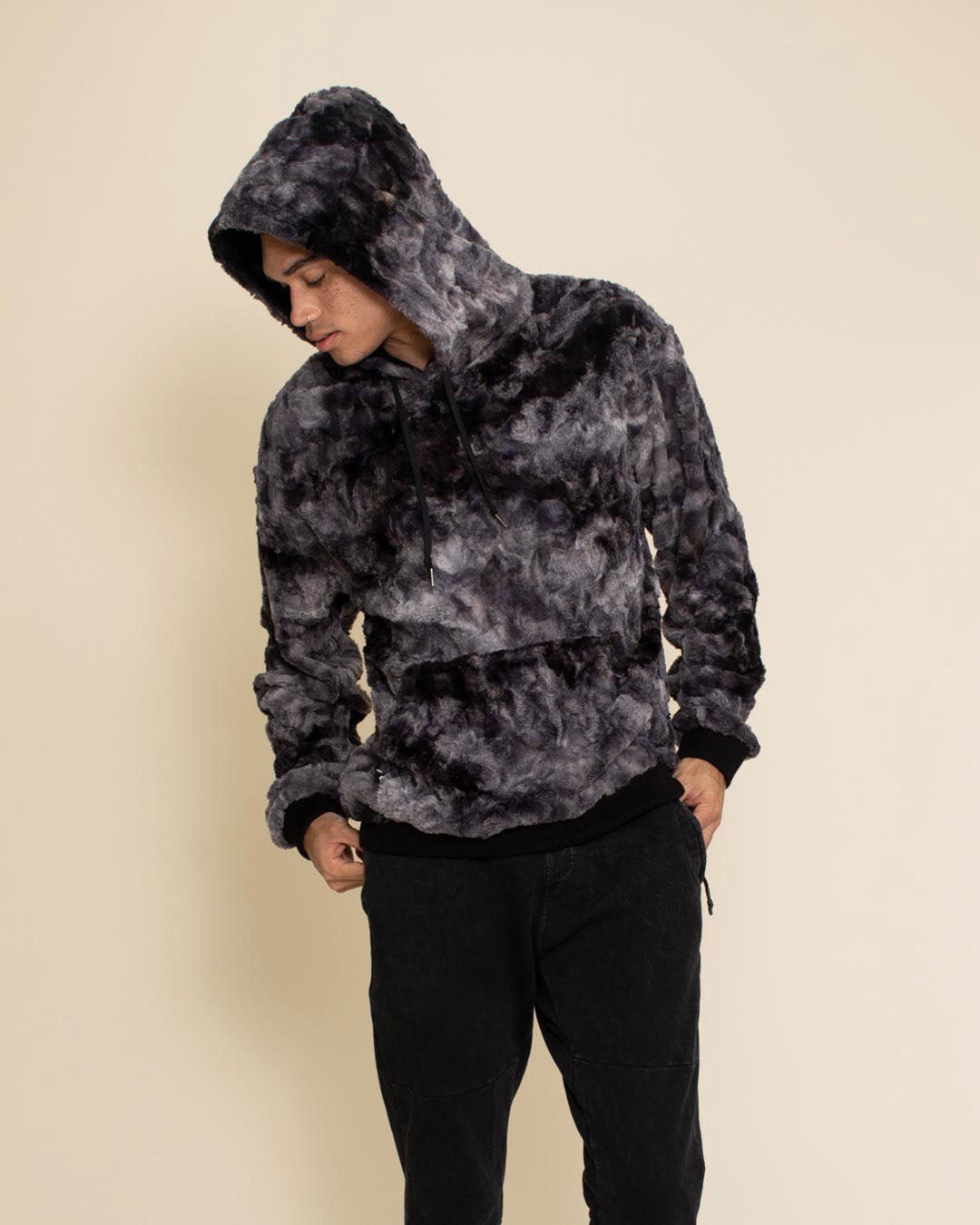 Men's Fur Hoodie | Tie Dye Blue Shark