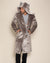 Classic Men's Long Faux Fur Coat | Silver Leopard