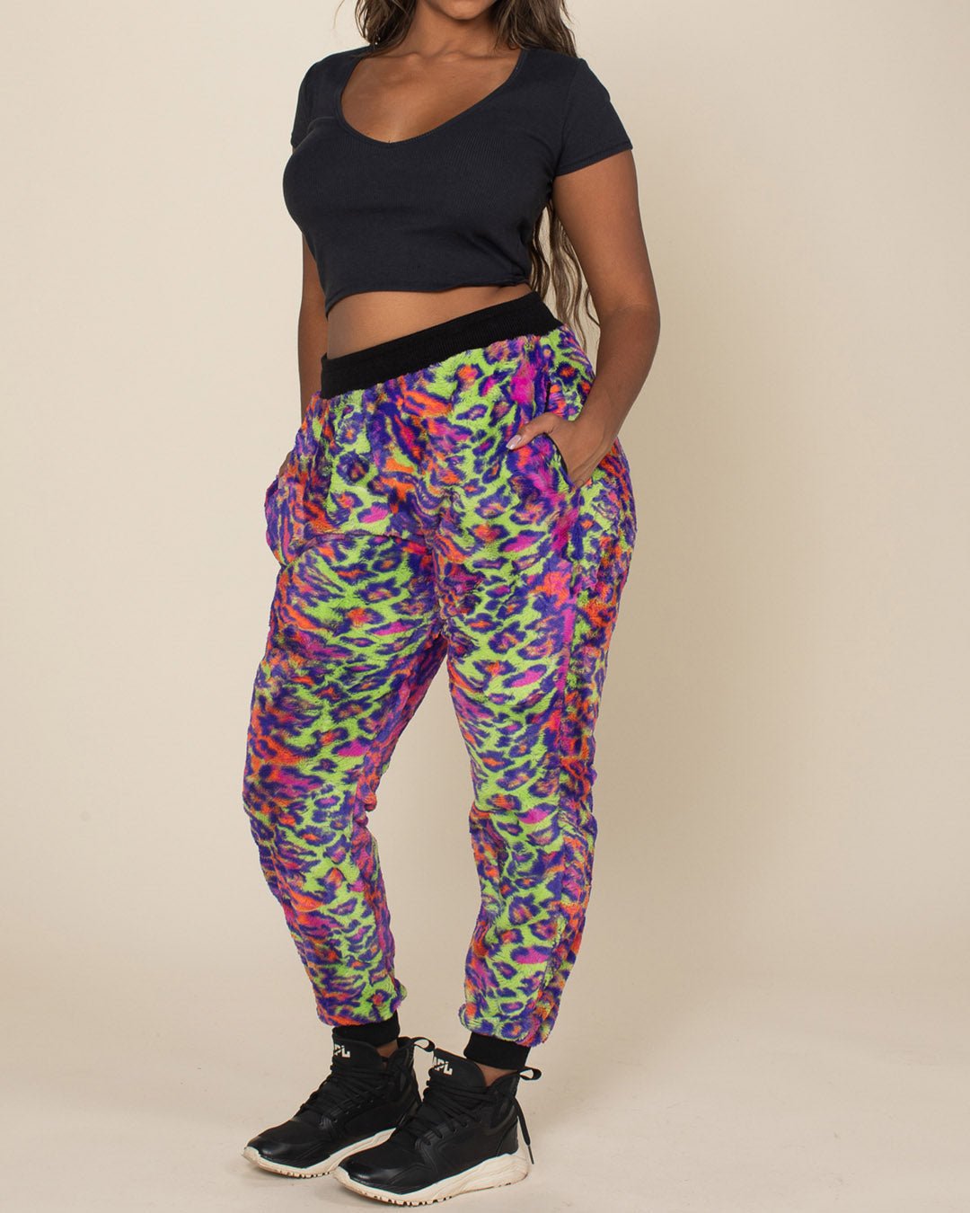 Women's Lounge Pants | Neon Disco Kitty