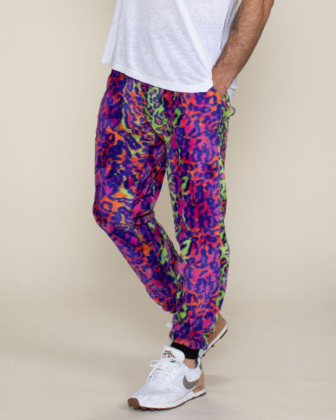 Men's Designer Sweatpants | Neon Disco Cat