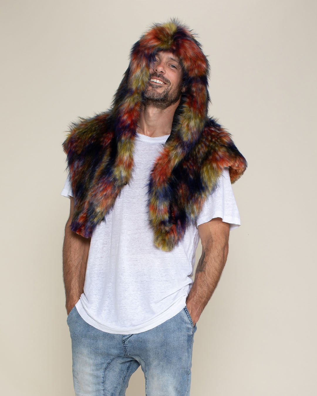 Parrot Collector Edition Hooded Faux Fur Shawl | Men&#39;s