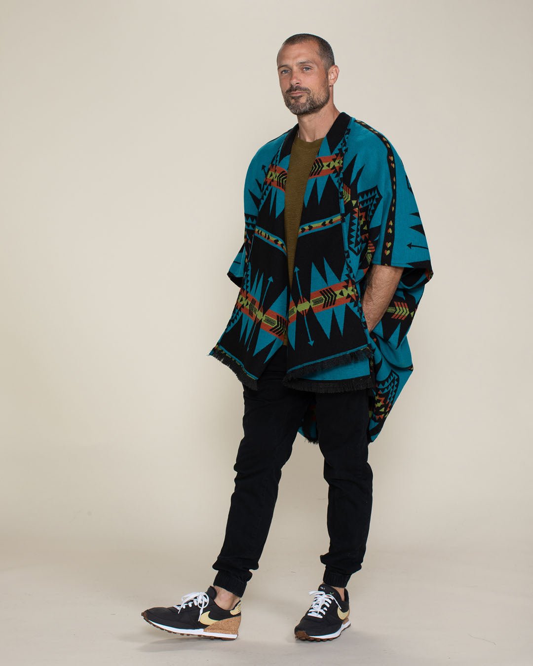 Grey Wolf Fabric Poncho | Men's