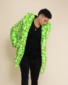 Classic Men's Faux Fur Coat | Neon Green Leopard