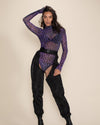 Women's Purple Mesh Bodysuit | Violet Panther