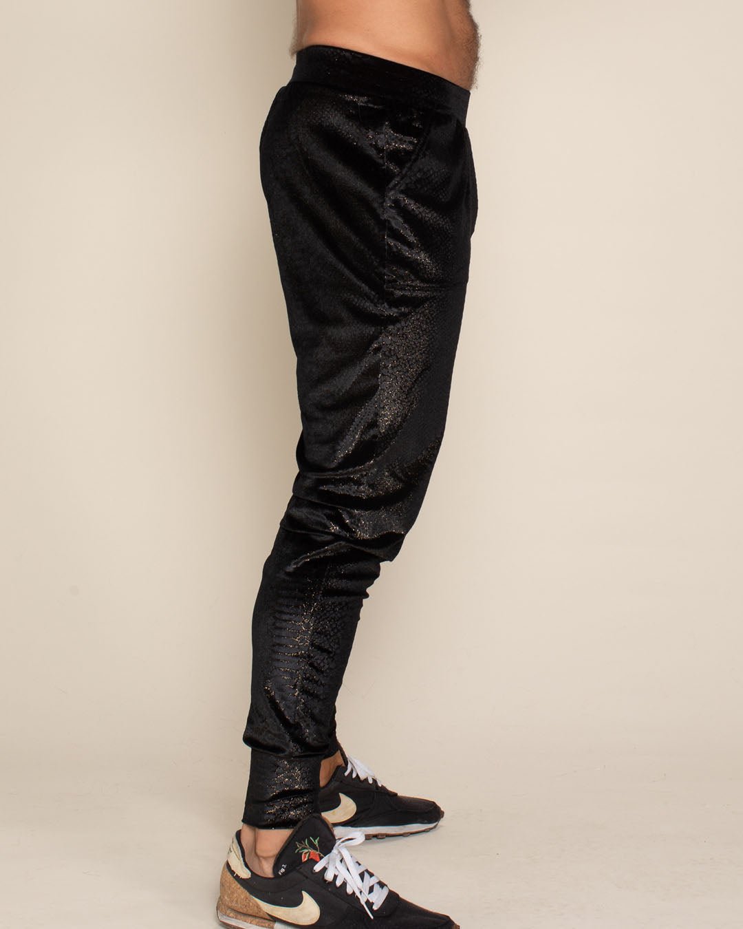 Black Snakeskin Velvet Slim Jogger | Men's