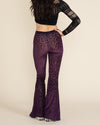 Women's Velvet Flare Pant | Violet Purple Burnout Leopard