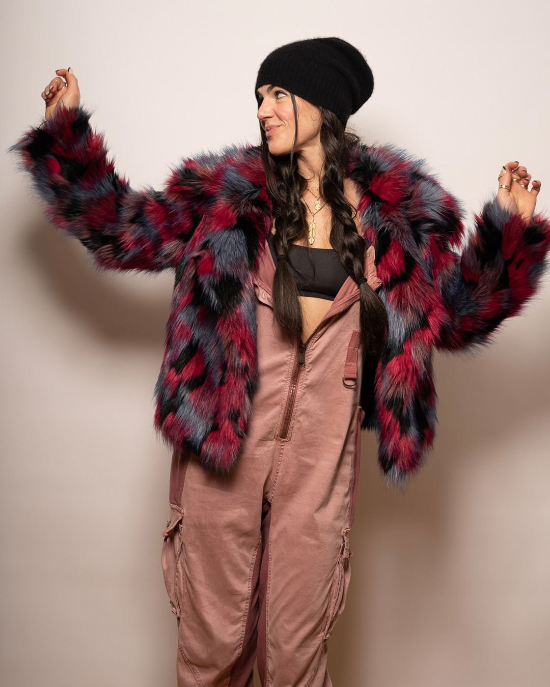 Women&#39;s Colorful Faux Fur Jacket | Crimson Cat