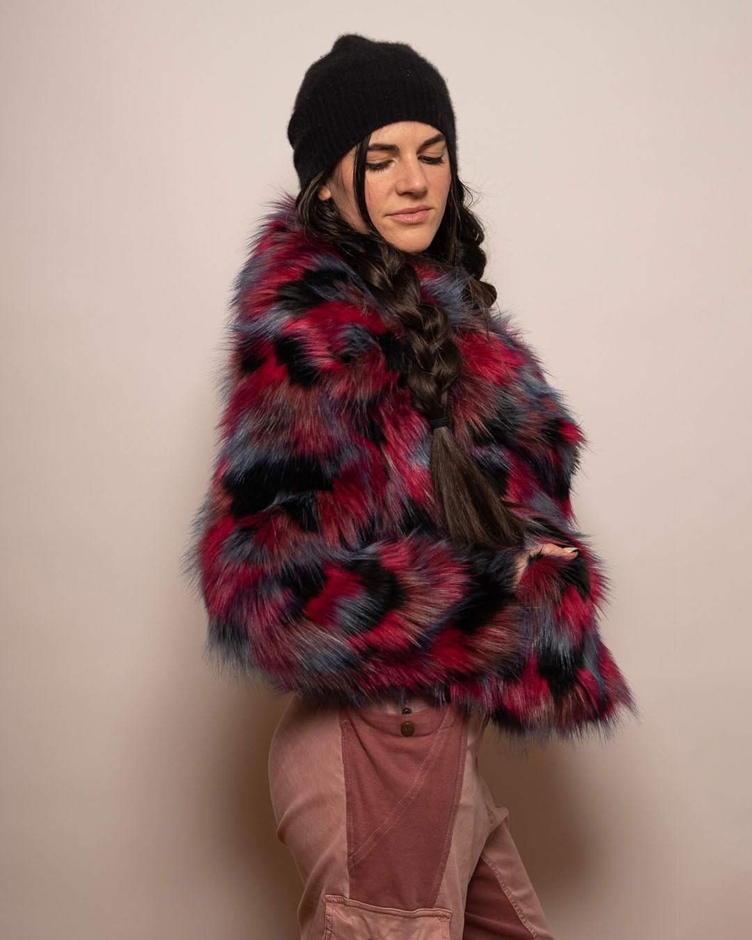 Women's Colorful Faux Fur Jacket | Crimson Cat