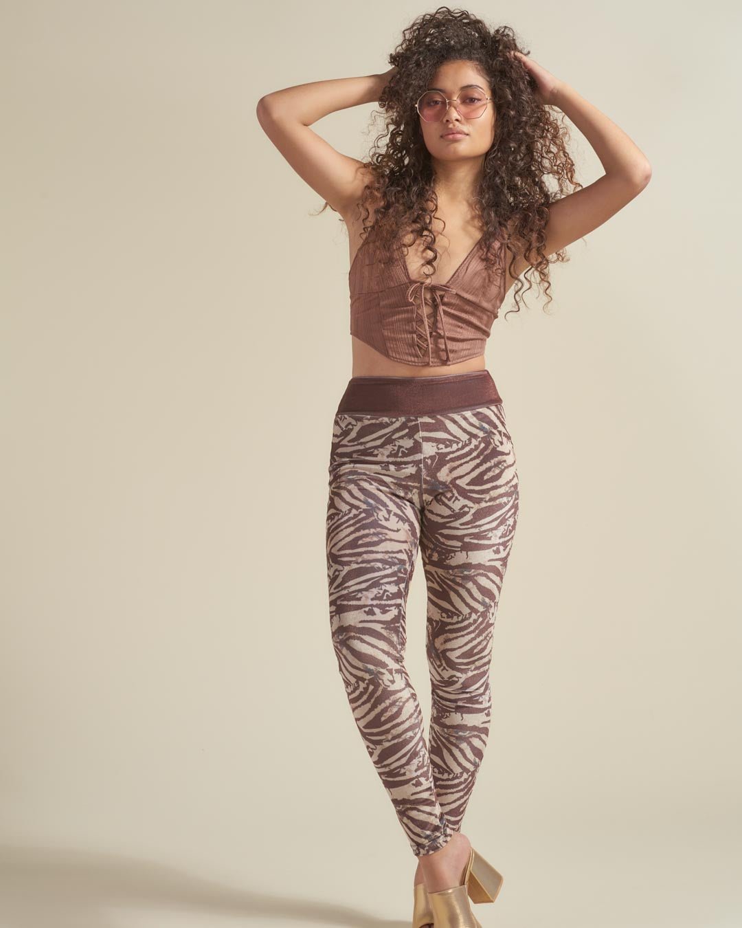 Zebra High-Waisted Velvet Leggings | Women's