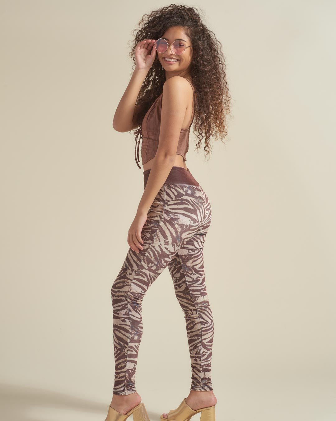 Zebra High-Waisted Velvet Leggings | Women's