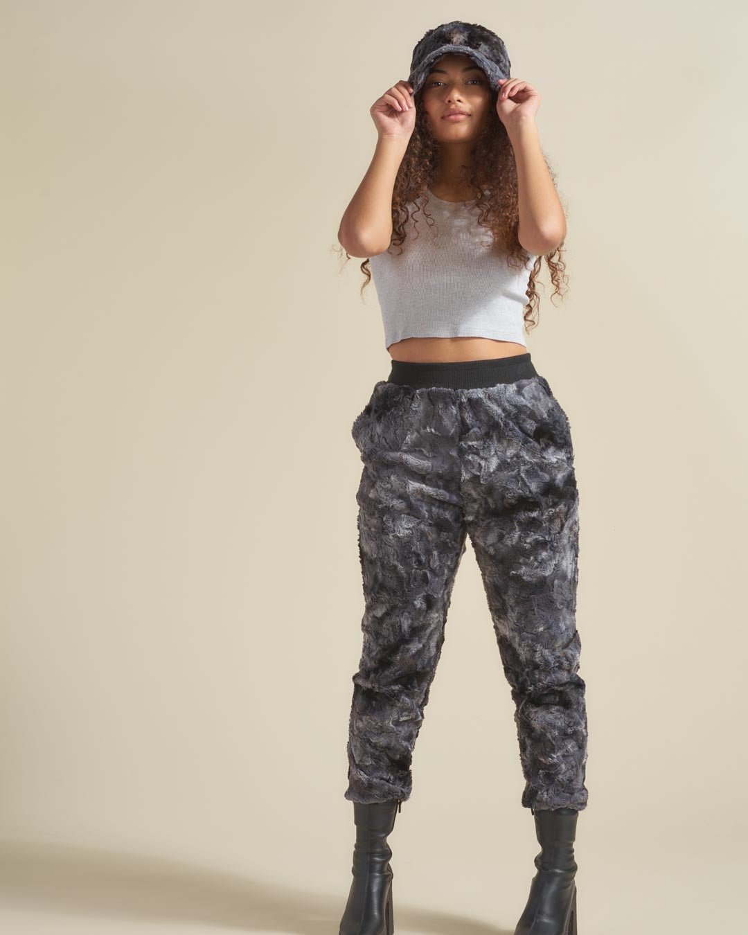 Fur sweatpants on sale