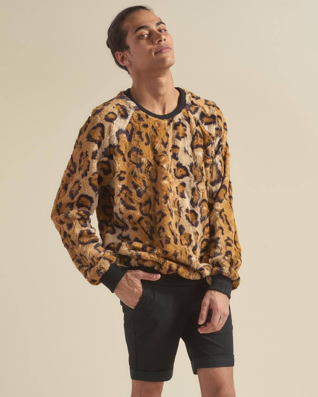 Mens leopard print sweater sale