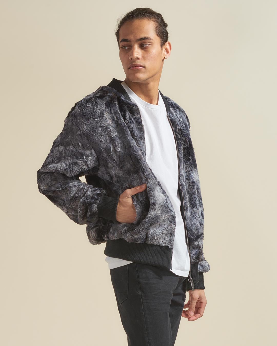 Men's Blue Faux Fur Jacket | Shark