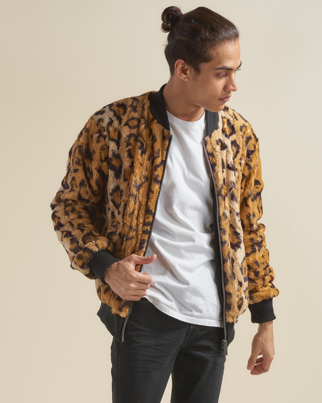 Cheetah ULTRA SOFT Faux Fur Bomber Jacket | Men&#39;s