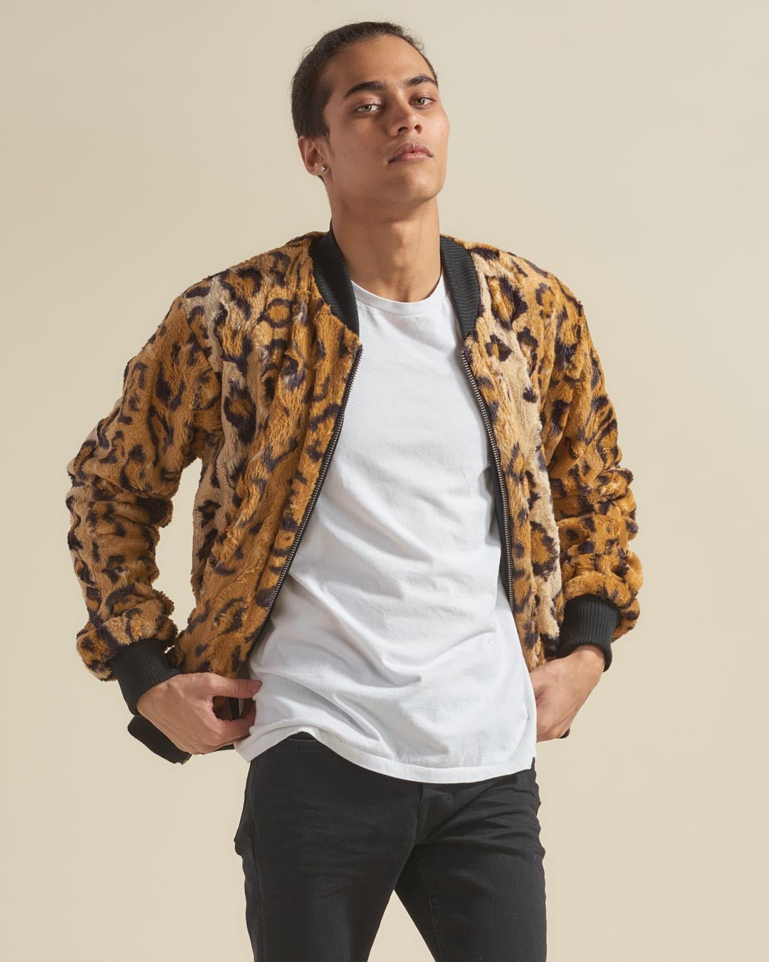 Cheetah ULTRA SOFT Faux Fur Bomber Jacket | Men's