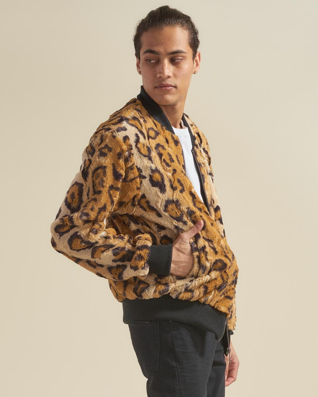 Cheetah ULTRA SOFT Faux Fur Bomber Jacket | Men's