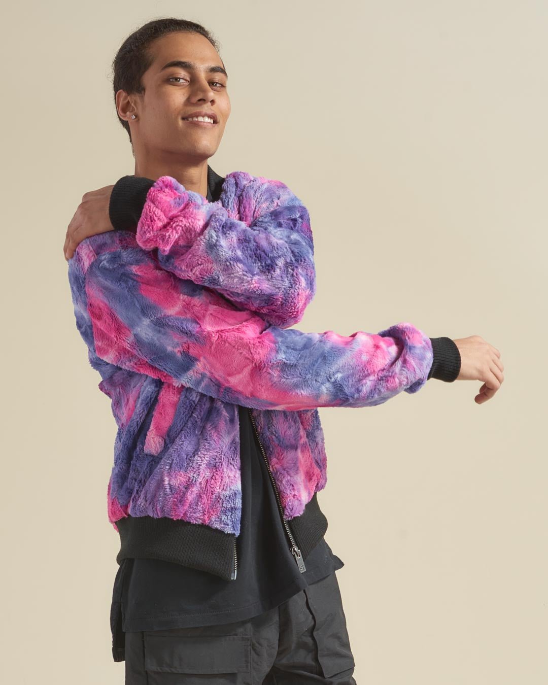 Men&#39;s Colorful Faux Fur Jacket | Cotton Candy Cat