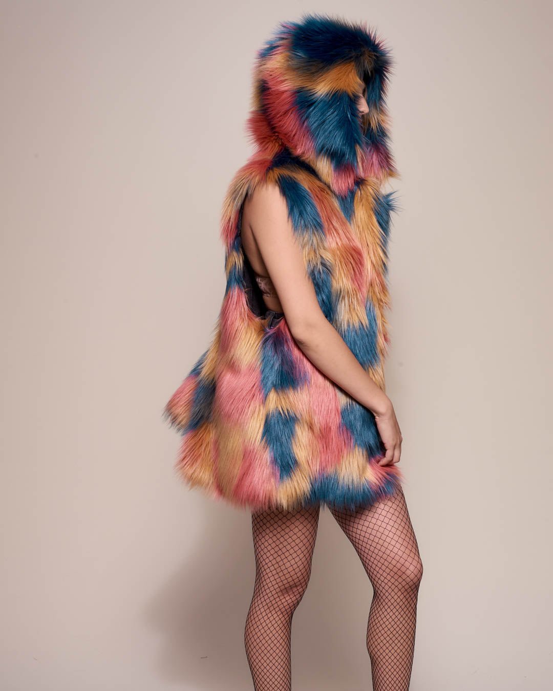 Multicolor faux fur vest best sale