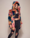 American Swallow Colorful Faux Fur Coat with Hood