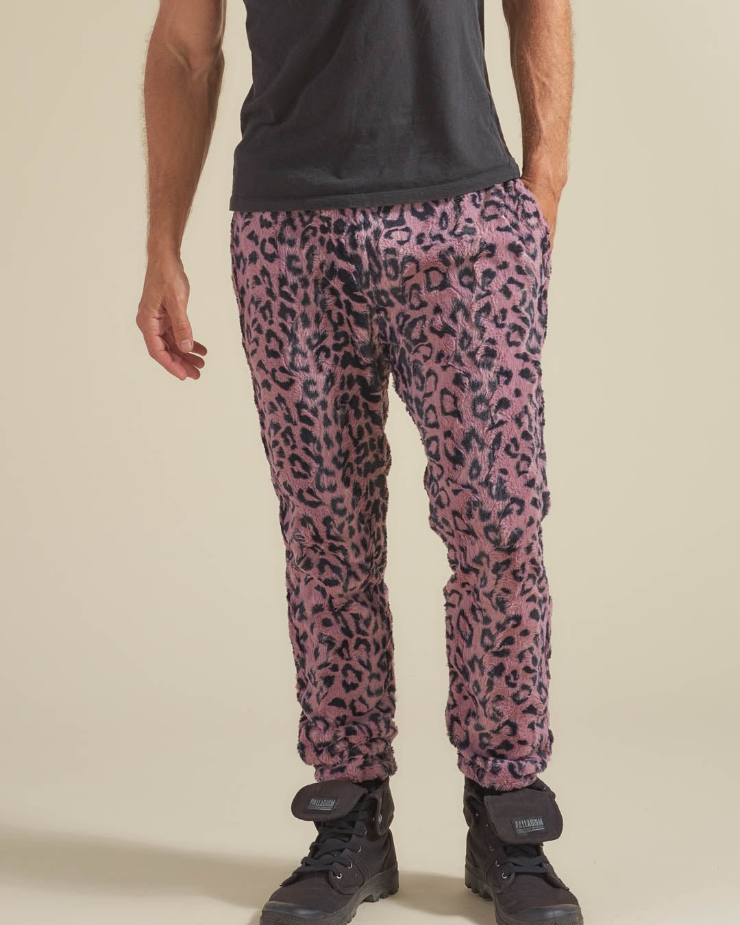 Lavender Leopard ULTRA SOFT Faux Fur Sweatpants | Men's