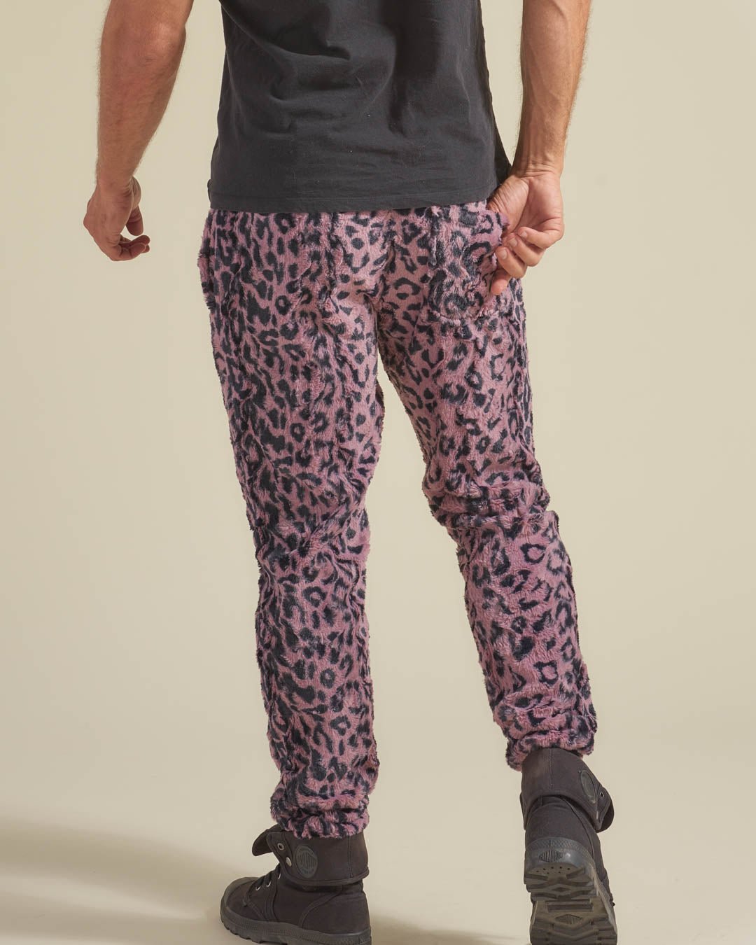 Lavender Leopard ULTRA SOFT Faux Fur Sweatpants | Men's