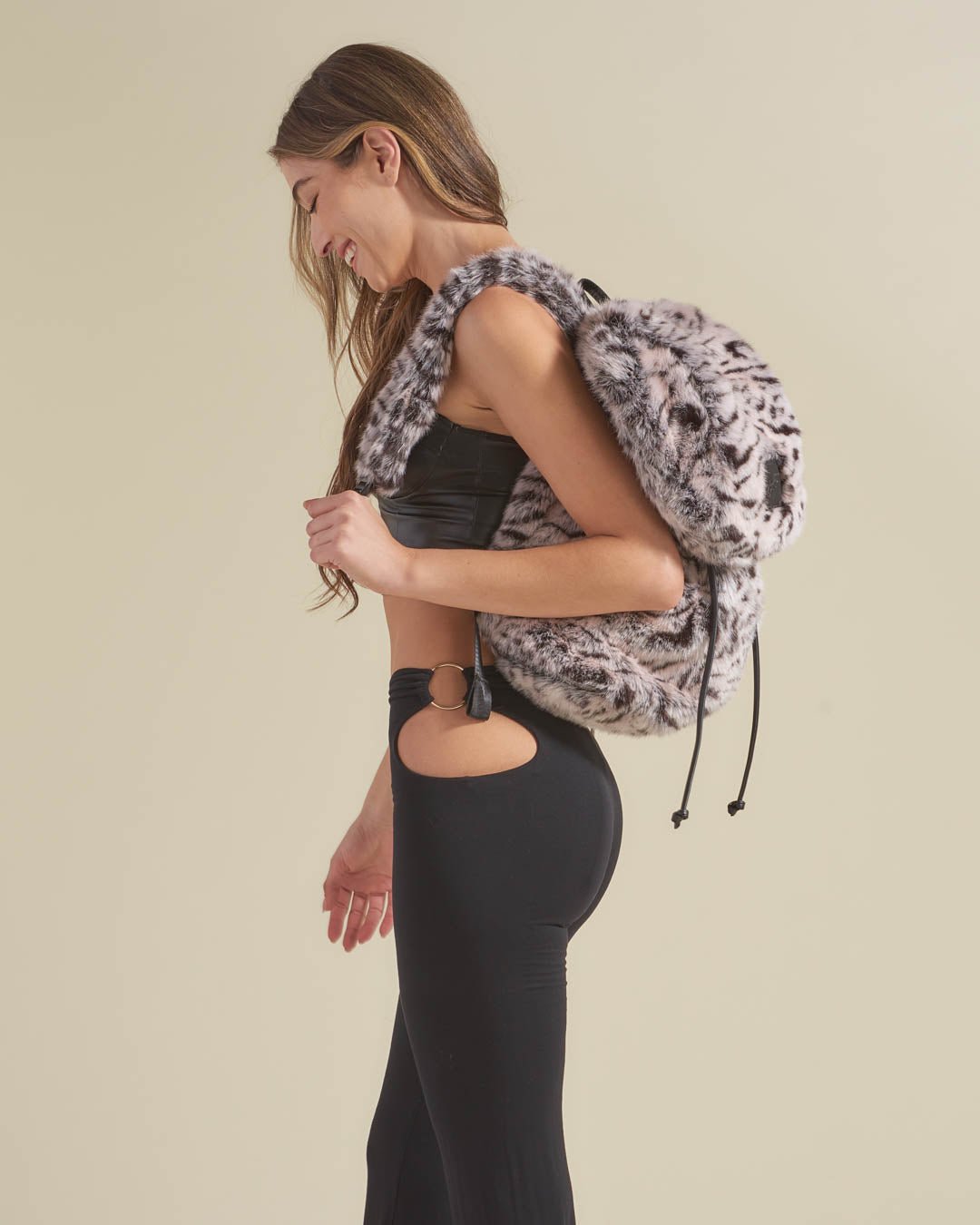 White Tiger Faux Fur Backpack