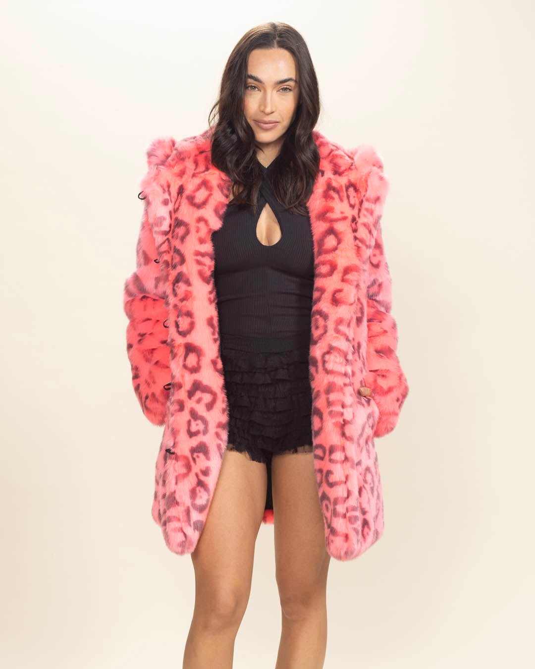 PINK VS LIMITED EDITION LEOPARD FAUX popular FUR HOODIE