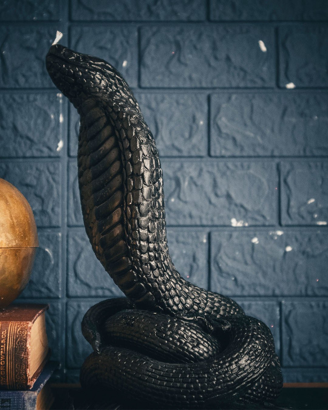 Black Pillar Candle | Cobra Snake