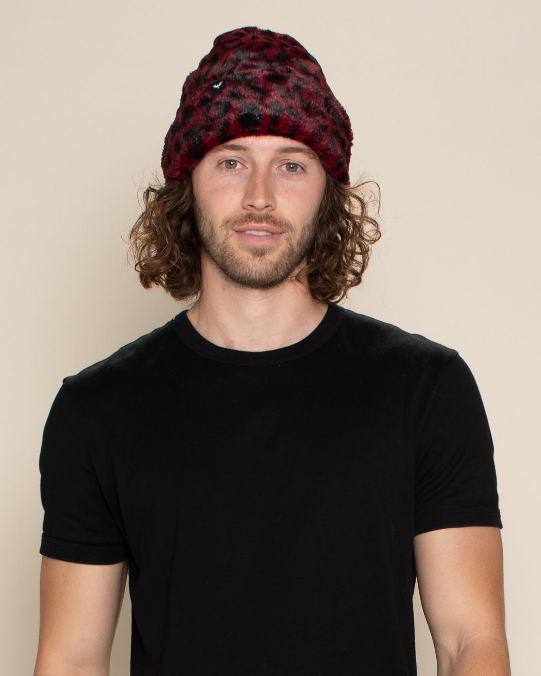 Burgundy Leopard ULTRA SOFT Faux Fur Beanie | Men's