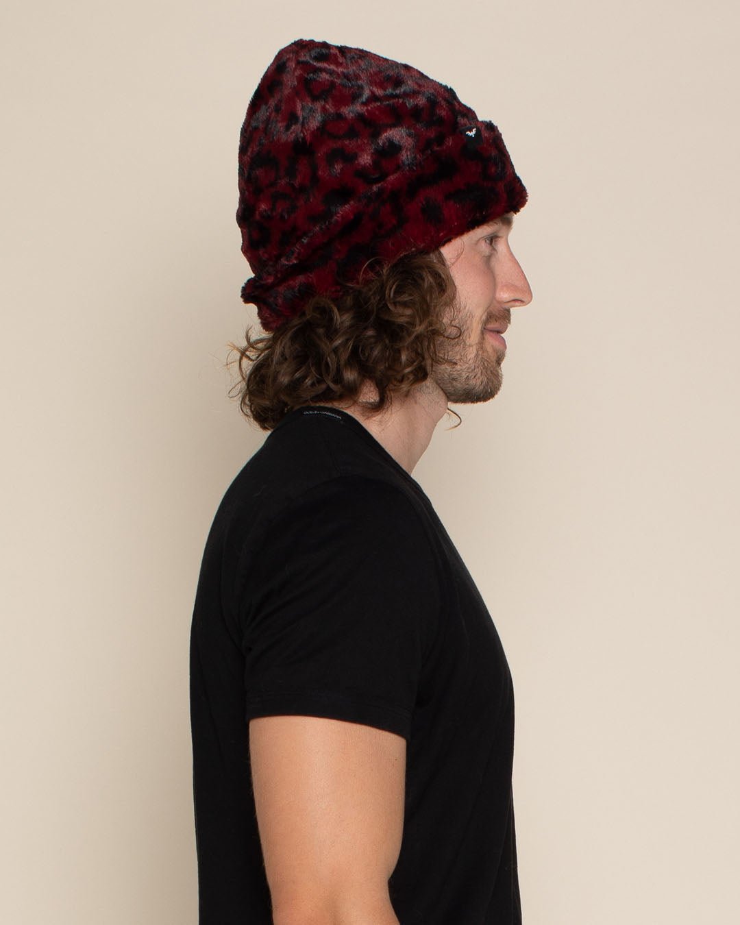 Burgundy Leopard ULTRA SOFT Faux Fur Beanie | Men's