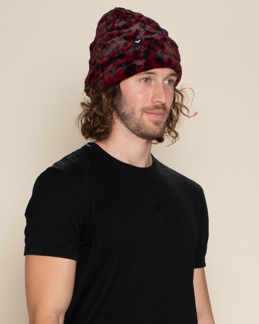 Burgundy Leopard ULTRA SOFT Faux Fur Beanie | Men's