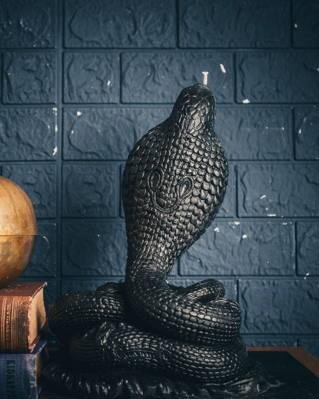 Black Pillar Candle | Cobra Snake