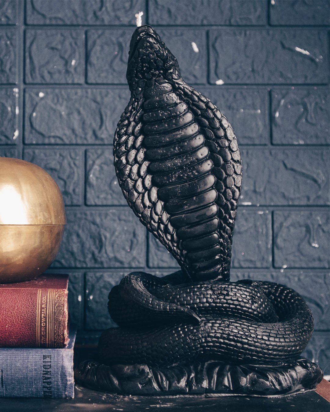 Black Pillar Candle | Cobra Snake