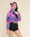 Cotton Candy Kitty Classic Ultra Soft Faux Fur Crop Hoodie | Women's