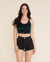 Emerald Tiger Burnout Velvet Crop Tank Top | Women's